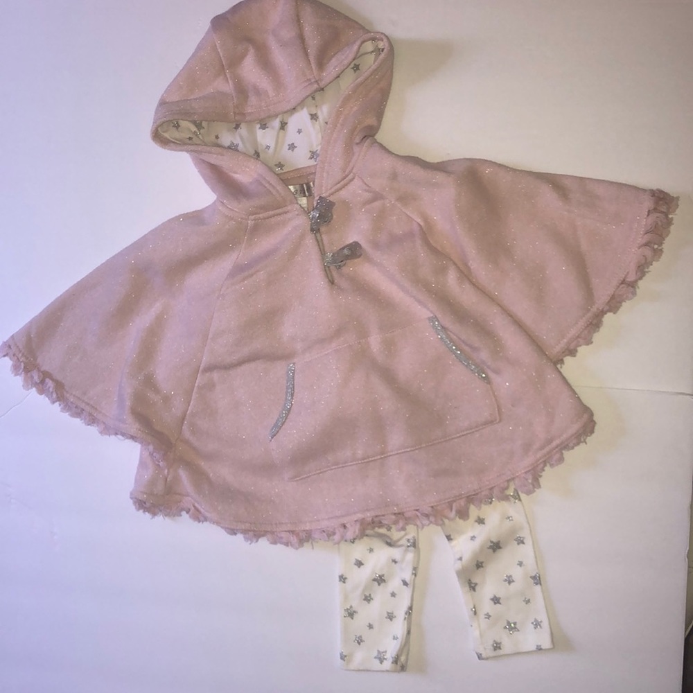 Poncho set pink silver stars 18 mo girls